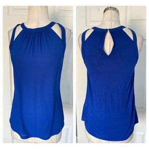 NWT Express royal blue sleeveless ruched blouse XS